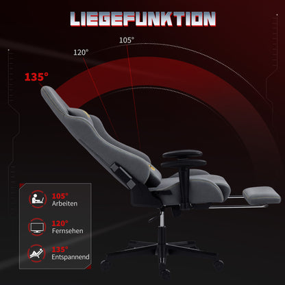 Gamingstoel – Gamestoel – Bureaustoel – Gaming Chair – Ergonomische Stoel – 3D Verstelbare Armleuningen – Verstelbare Lendensteun – 360° Draaibaar – Donkergrijs