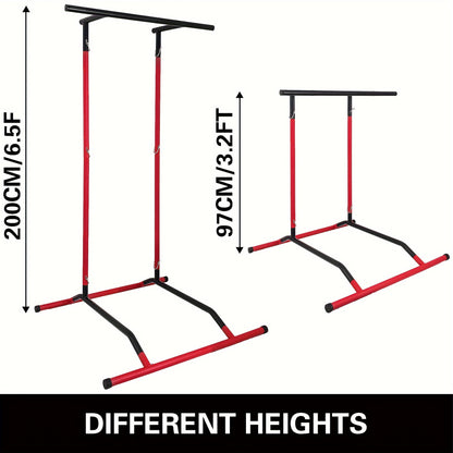Pull Up Station 99.79KG Adjustable Power Tower Dip Station Multi Function Pull Up Dip Bar Tower, Pull Up Bar For Home Gym Strength Training Dip Stands, Red & Black
