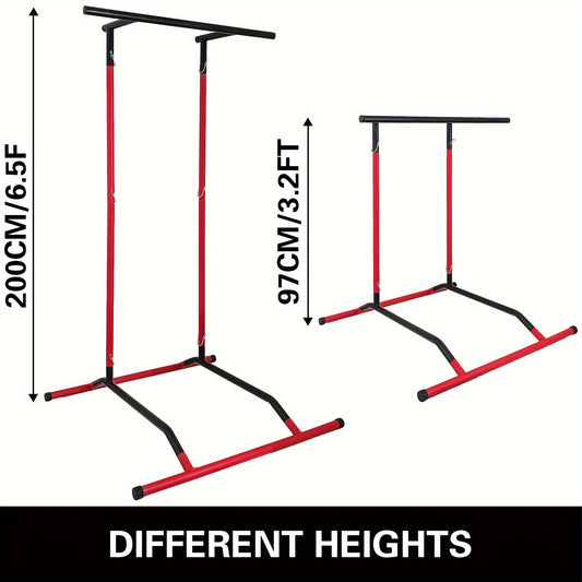 Pull Up Station 99.79KG Adjustable Power Tower Dip Station Multi Function Pull Up Dip Bar Tower, Pull Up Bar For Home Gym Strength Training Dip Stands, Red & Black