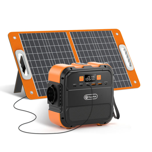 Draagbare Powerstation – Mobiele Generator – Noodstroomvoorziening – Camping Accu – Zonnegenerator Set – 120W Output – 60W Opvouwbaar Zonnepaneel