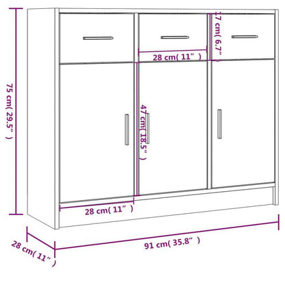 Dressoir – Buffetkast – Opbergkast – Kast – Ladekast – Betonlook Grijs – 3 Deuren Met Slot – 91x28x75 cm Vloermontage