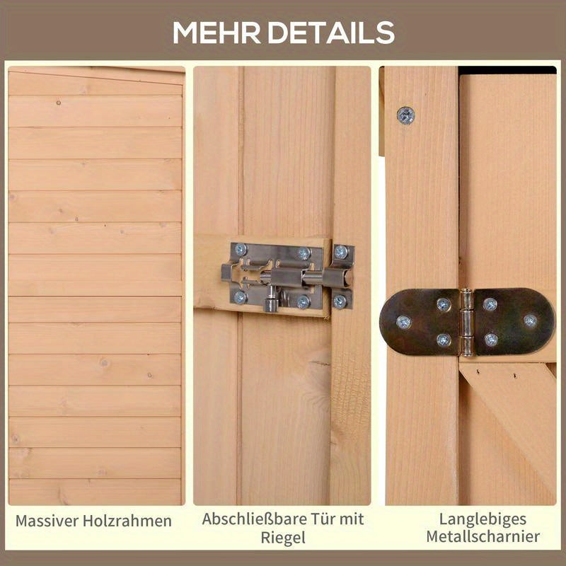 Weather-resistant garden shed with shelf boards, 75 x 56 x 115cm, natural wood, Storage Shed with Floor, Backyard Shed, Equipment Shelter, Rustic Shed, Sturdy Construction, Metal Frame, Reinforced Structure, Shelving Unit, Pr