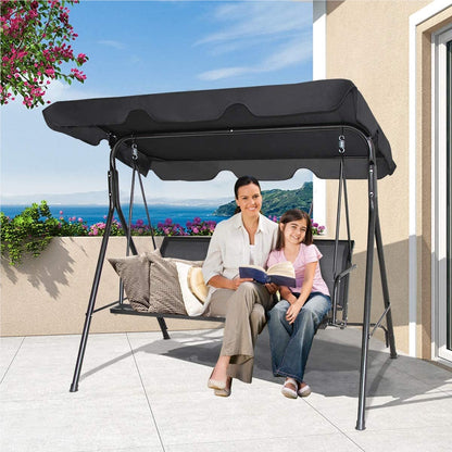 Tuinschommel – Schommelbank – Tuinbank – Lounge Schommel – Buitenschommel – 3-Persoons – Stalen Frame – UV-Beschermde Zonnekap