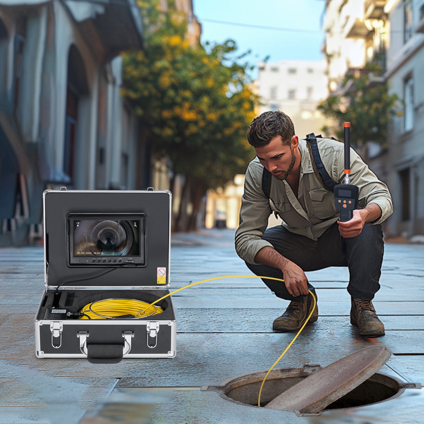 Rioolcamera – Inspectiecamera – Endoscoop – Afvoercamera – Zelfnivellerend – 9 Inch 1080P HD Scherm – 512Hz Locator – 36X Digitale Zoom – 30 Meter Kabel
