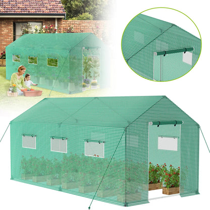 Kas – Kweekkas – Tuinkas – Broeikas – Plantenkas – 4,5x2x2 Meter – UV-bestendig Meshfolie – Ventilatieramen