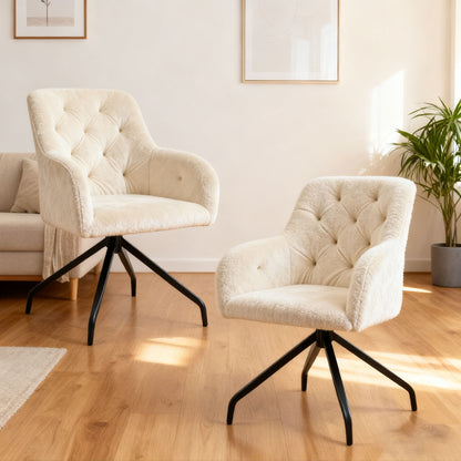 Draaibare Eetkamerstoelen – Eetkamerstoelen – Keukenstoelen – Caféstoelen – Restaurantstoelen – Beige Kleur – 360° Draaibaar – Comfortabele Met Schuim Gevoerde Zitting
