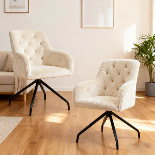 Draaibare Eetkamerstoelen – Eetkamerstoelen – Keukenstoelen – Caféstoelen – Restaurantstoelen – Beige Kleur – 360° Draaibaar – Comfortabele Met Schuim Gevoerde Zitting