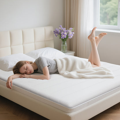 Matras Topper – Matrasbeschermer – Comfortschuim Topper – Traagschuim Topper – Matrasverbeteraar – Ergonomisch Comfort – Ademend Katoenen Overtrek – 7 cm Dikte – 90x190 & 90x200 cm