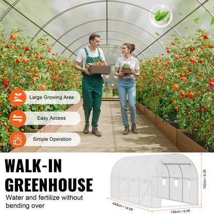Walk-in Kweekkas – Serre – Tuinkas – Groentekas – Plantenkas – Ruim 4,5x2,1x2,1m – Gegalvaniseerd Stalen Frame – Waterdichte UV-bestendige PE Hoes