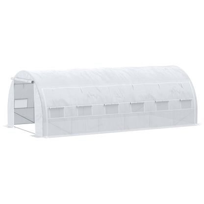 Tuinhuisje – Tuinkas – Kas – Kweekkas – Serre – 18 m² – Gegalvaniseerd Stalen Frame – UV-bestendig PE-zeil wit