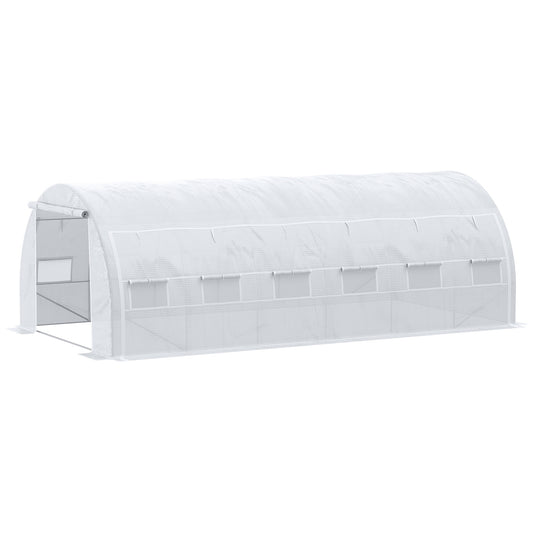 Tuinhuisje – Tuinkas – Kas – Kweekkas – Serre – 18 m² – Gegalvaniseerd Stalen Frame – UV-bestendig PE-zeil wit