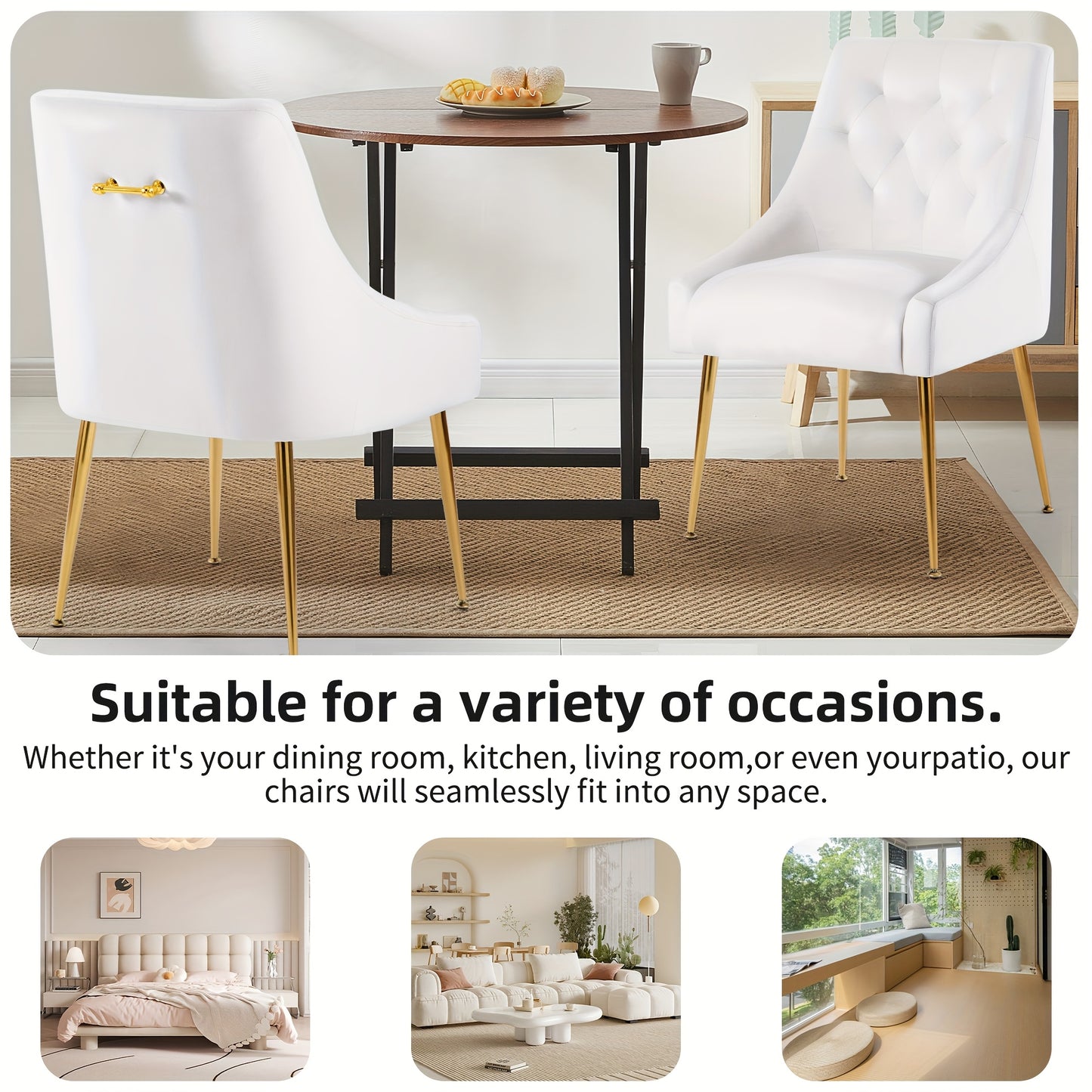 Eetkamerstoelen Fluwelen Set Van 4 – Gouden Poten – Mid Century Stoelen – Achtertrekstang – Moderne Accentstoelen – Comfortabel Zitten – Stabiel Metaal Frame