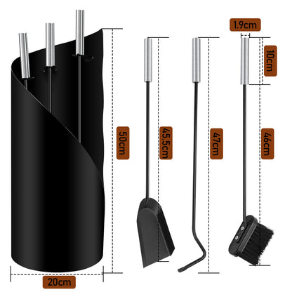 Haardstel – Haardset – Openhaardset – Haardgereedschap – Haardaccessoires – 4-delig – Roestvrij Staal met Zwarte Coating