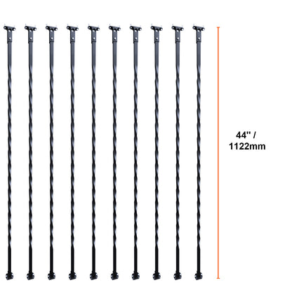 Metalen Balusters Trap – Balustrades Spijlen Leuning Spindels – 10-Delige Set – Gegalvaniseerd Staal – Mat Zwart – 112 cm Lang – Eenvoudig Montagemateriaal Inclusief