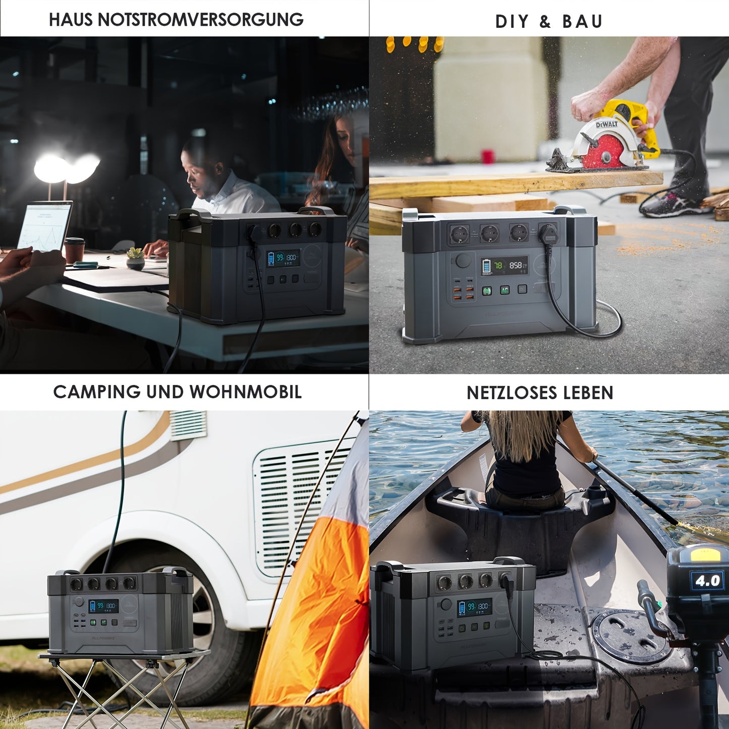 Draagbare Power Station – Mobiele Generator – Noodstroomvoorziening – Camping Accu – Solar Generator – 2400W Continu Vermogen – 1451Wh Batterijcapaciteit