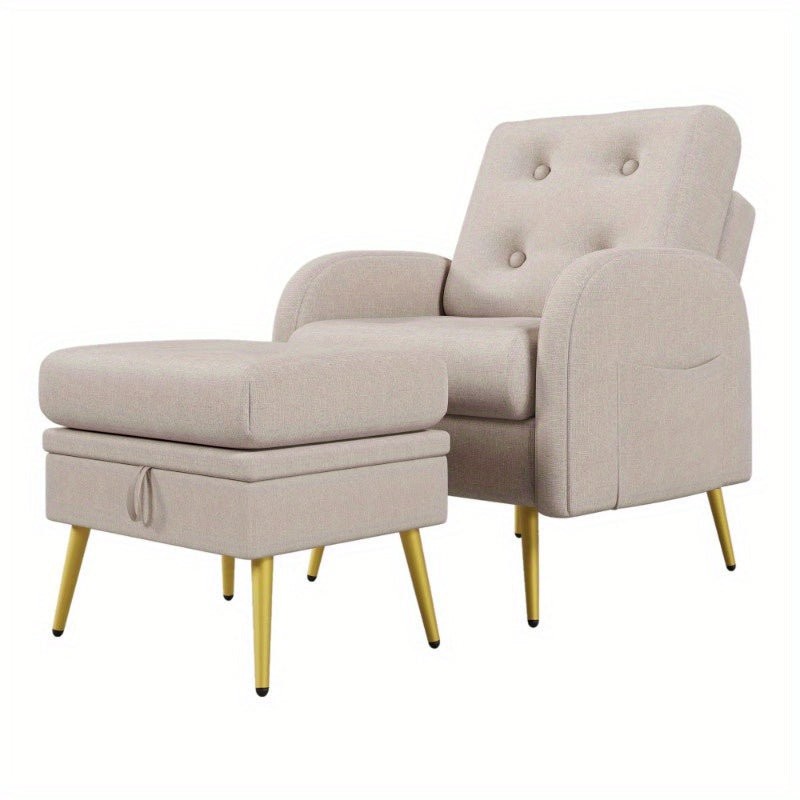 Verstelbare loungestoel – Relaxfauteuil – Recliner – Zitstoel – Loungechair – 3-standen rugleuning – Stevig metalen frame – Inclusief inklapbare voetsteun