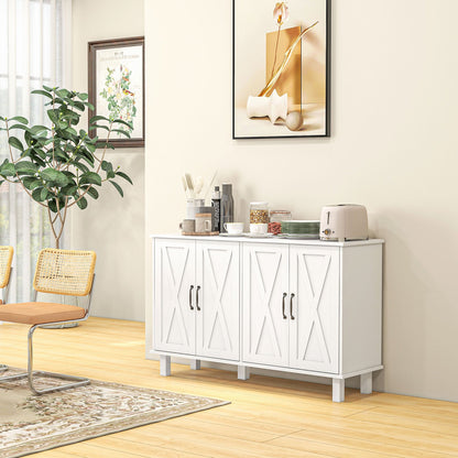 Buffetmeubel – Opbergkast – Dressoir – TV-meubel – Wit Gelakt – Landelijk Design – Verstelbare Planken – Afmetingen 120x37x75 cm