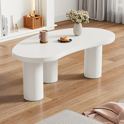 Salontafel – Woonkamertafel – Koffietafel – Bijzettafel – Tafel – Halvemaanvormig – Bamboe Wit – Ruimtebesparend – 107x57x40,5 cm – Duurzaam & Stevig
