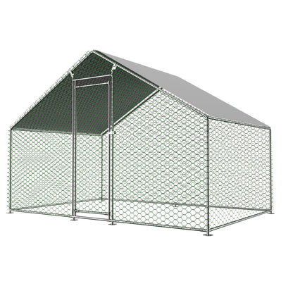 1pc Durable Metal Chicken Coop with Run, Outdoor Poultry Cage for Small Animals, Easy Assembly Hen House with Roof, No Power Needed, No Battery Required
