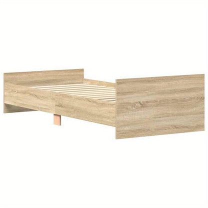 Bedframe – Eenpersoonsbed – Platformbed – Houten Bed – Tweepersoonsbed – Robuuste Houten Constructie – 100x200 cm – Eikenhout Finish