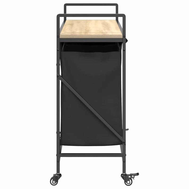Wasmand – Wassorteerder – Wasbox – Waszak – Wasopberger – 3 Vakken – Met Wielen – Sonoma Eiken Design - Zwart