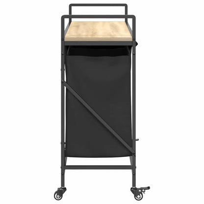 Wasmand – Wassorteerder – Wasbox – Waszak – Wasopberger – 3 Vakken – Met Wielen – Sonoma Eiken Design - Zwart