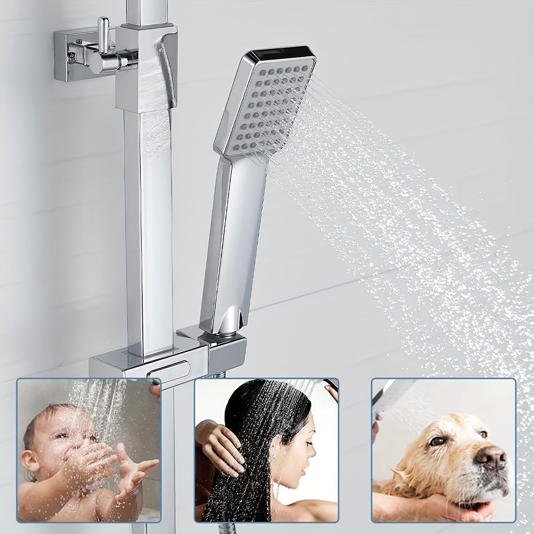 Thermostatische Doucheset – Regendouche – Handdouche – Douchepaneel – Badkamerkraan – Antiek Messing – Verstelbare Hoogte 70-120 cm – 8 Inch Regendouchekop