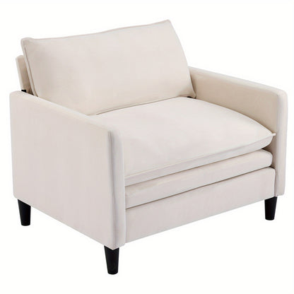 Lounge Stoel – Fauteuil – Relaxstoel – Loungestoel – Woonkamerstoel – Hoogwaardig Traagschuim – Stevig Houten Frame – Beige