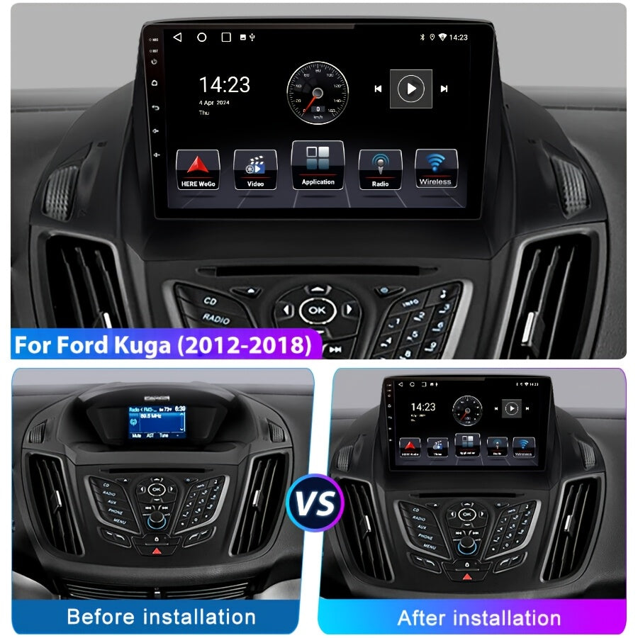 Android 14 Autoradio – Double DIN Navigatiesysteem – Auto Multimedia Speler – GPS Radio – Touchscreen Stereo – 2+64GB Geheugen – 9-Inch HD Scherm – Android Auto & CarPlay Compatible
