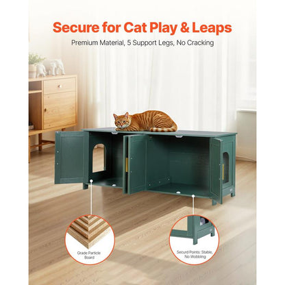 Krabpaalhuis – Krabpaal – Kattenhuis – Kattenspeelhuis – Kattenkast – Groot Modern Kattenhuis Met Rietdeuren – Verborgen Kattenbak En Ventilatiesysteem – Stevig Vezelplaat, Ruimtebesparend 120x45x50 cm