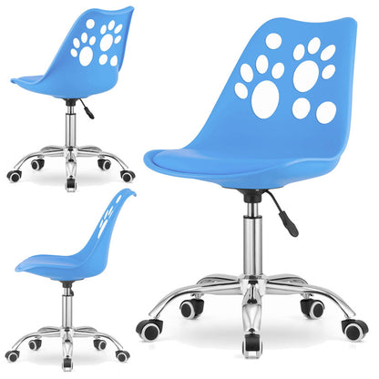 Draaistoel – Bureaustoel – Stoel – Werkstoel – Kinderstoel – 360° Draaibaar – Hoogte Verstelbaar 85-98 cm – Eco-Lederen Zitkussen - Blauw