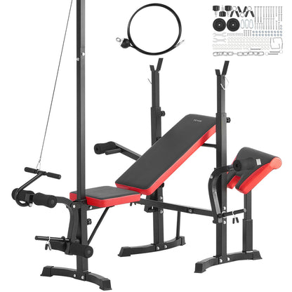 Fitnessbank – Gewichtbank – Trainingsbank – Krachtbank – Sit-up bank – Verstelbare Rugleuning – Industrieel Staal Met Antislipvoet – Comfortabele Foamkussens