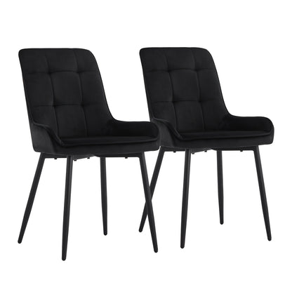 Eetkamerstoelen – Stoelen – Kuipstoelen – Bureaustoelen – Design Stoelen – Zwarte Velvet Bekleding – Metalen Poten – Ergonomisch Comfort – Set van 2