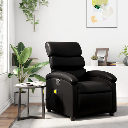Massagestoel – Relaxfauteuil – Shiatsu Stoel – Massagestoel – Verstelbare Zitplaats – Zwart Kunstleer – 6 Vibratiepunten – Handmatige Rugleuning 135°