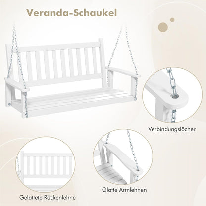 Schommelbank – Hangbank – Tuinbank – Tuinschommel – Hollywoodschommel – 3-Zits – Massief Populierenhout – Max 360 kg Draagkracht – Wit – 168x65x63 cm