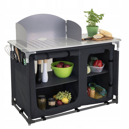 Kampeertafel – Buitenkeukentafel – Opvouwbare Keukentafel – Campingtafel – Outdoor Keukenkast – Inklapbaar & Draagbaar – Hittebestendig Stalen Tafelblad