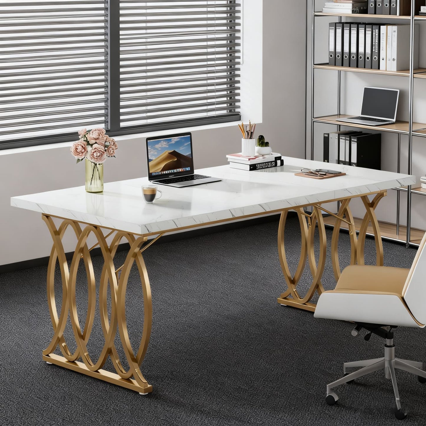 Bureau – Bureautafel – Computertafel – Kantoortafel – Werkplek – 160 cm Breed – Stevig Houten Frame