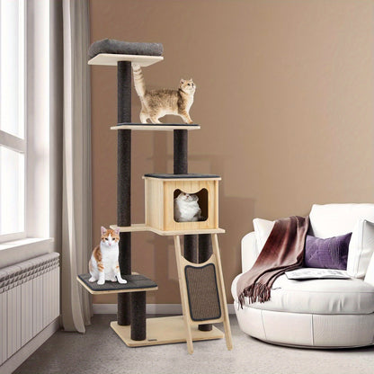 Krabpaal – Kattenboom – Krabmeubel – Kattenhuis – Kattenkrabpaal – 175 cm Hoog – Sisal Krabpalen & Ruime Knusse Hol
