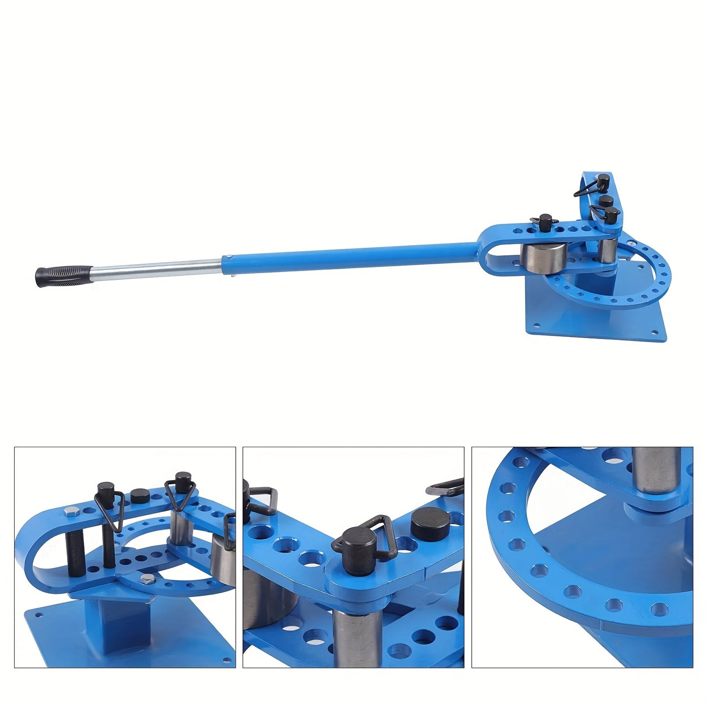 Handmatige Buigmachine – Buizenbuiger – Pijpbuiger – Metalen Buigen – Staven Buigen – Blauw – Telescopisch Handvat 112 cm – 7 Verwisselbare Buigmatrijzen 25-75 mm