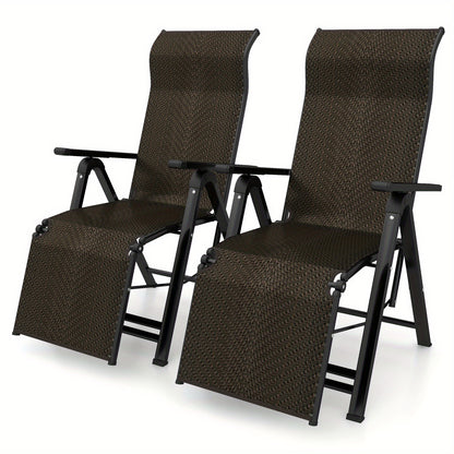 Ligstoel – Tuinstoel – Loungestoel – Strandstoel – Zonnestoel – Set Van 2 – Verstelbare Rugleuning – Duurzaam PE Rattan En Stalen Frame