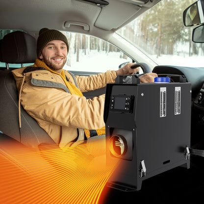 8KW Diesel Kachel – Dieselverwarmer – Parkeer Verwarmer – Truck Kachel – Caravan Heater – LCD Temperatuurdisplay – Oververhittings- en Kantelbeveiliging – Zwart/Rood
