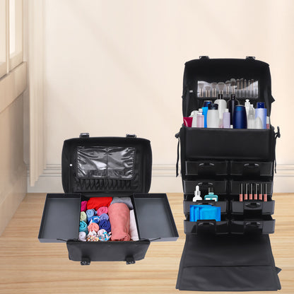 Opbergtrolley Haarstyling – Make-up Koffer – Beauty Trolley – Schoonheid Koffer – Haartools Organizer – Waterafstotend Nylon – 8 Lades Met Wieltjes