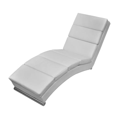 Chaise Longue – Ligbed – Ligstoel – Loungebank – Recamiere – Kunstleer Wit – Massief Stalen Frame – Ergonomisch Comfort
