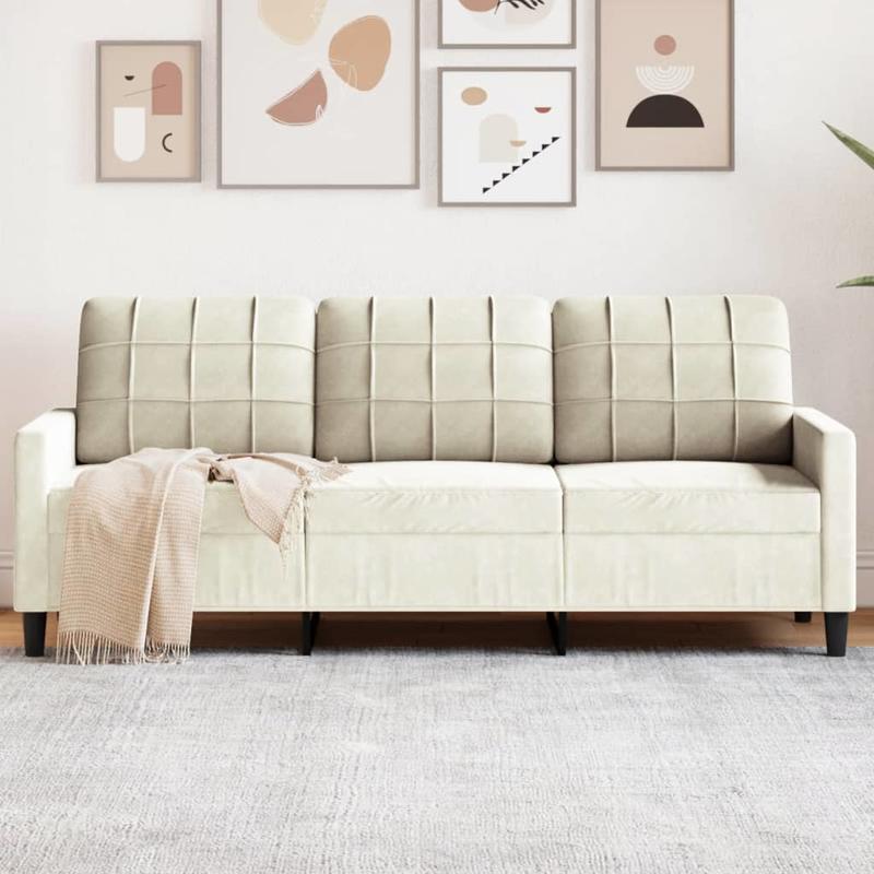 3-zits bank – hoekbank – sofa – loveseat – creme – stevig hardhouten frame – comfortabele polyurethaan kussens