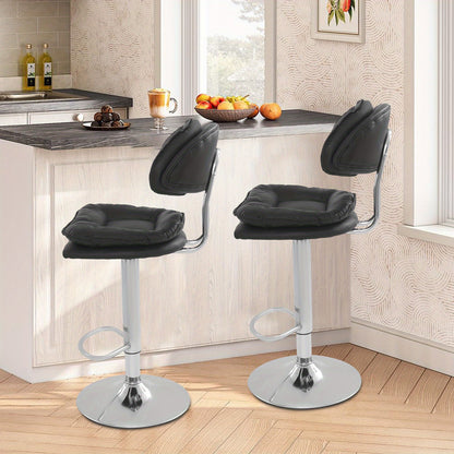 Verstelbare Kruk – Barkruk – Salonstoel – Werkkruk – Barstoel – Set Van 2 Zwart – Met Voetsteun – Ergonomisch Design – Verstelbare Hoogte 62-82 cm