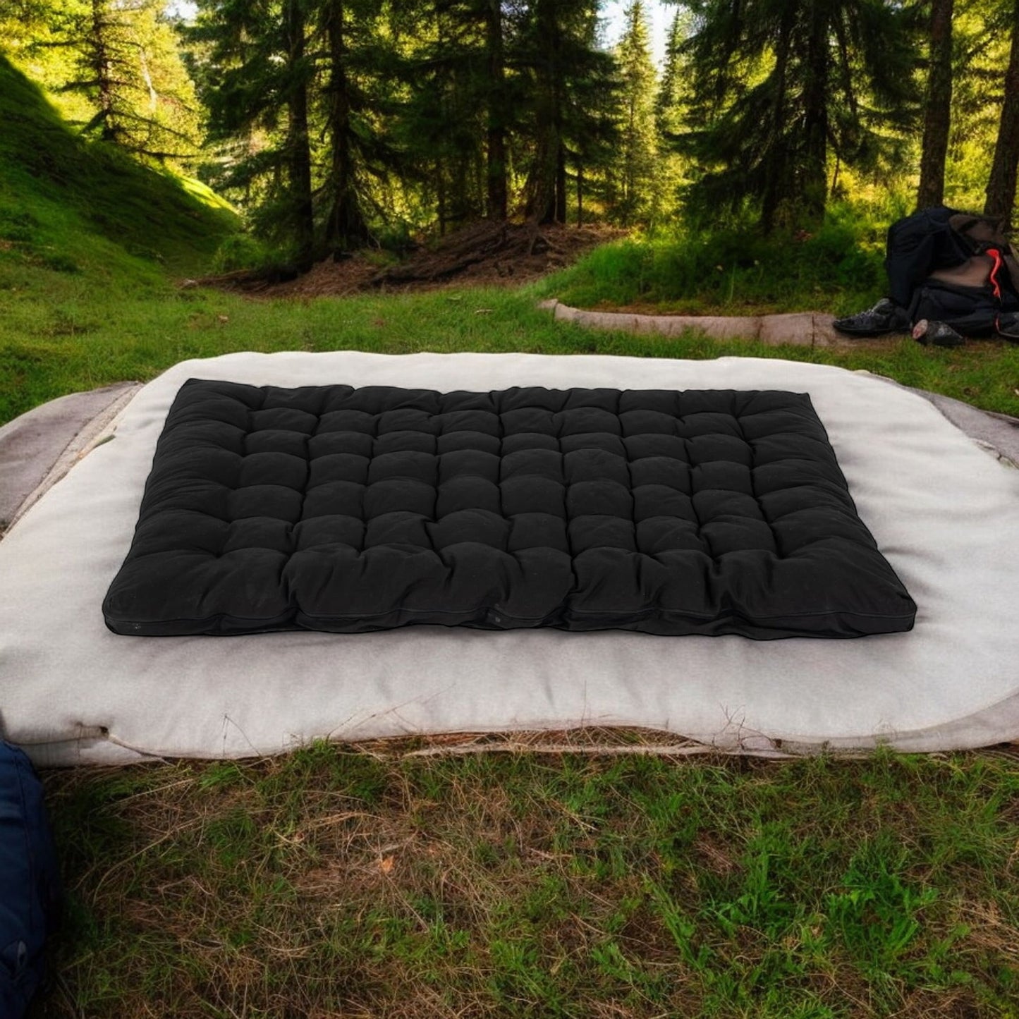 Outdoor Slaapmat – Camping Mat – Slaapmat Voor Twee – Inflatable Mat – Trail Mat – Zwart – 190x135x10 cm – Lichtgewicht Polyester