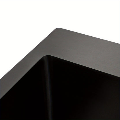 Keukenspoelbak – Spoelbak RVS – Inbouwspoelbak – Onderbouwspoelbak – Zwarte spoelbak – Ruime afmetingen 40x45cm – Inclusief zeeppomp en afdruiprek