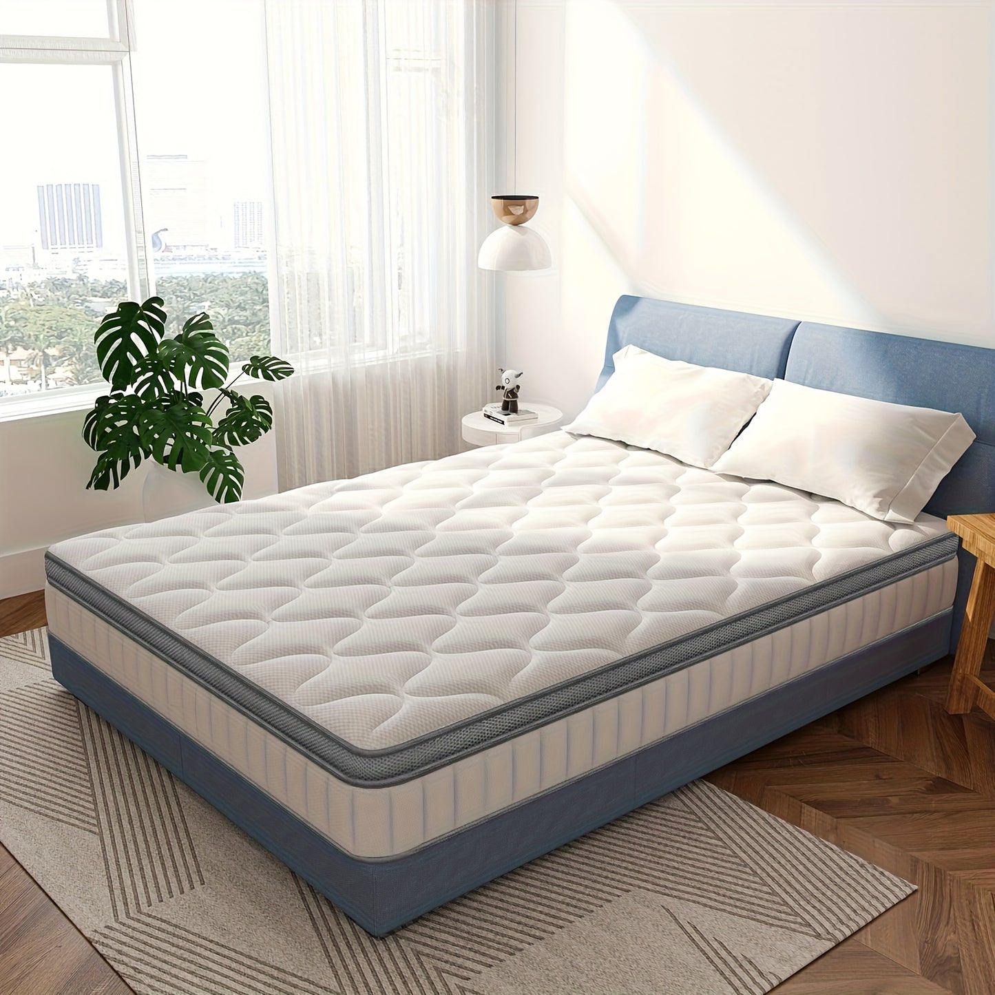 Kaluote 25cm Height Pocket Spring Mattress - 140x190cm Medium Firmness Breathable Ergonomic Design, Hypoallergenic & Pressure-Relieving, No Power Needed, Durable Fabric & Metal Frame for Spinal Support & Restful Sleep, Comfor