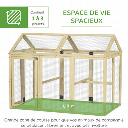 Kippenren Hennenhok Kippenkooi Kippenhok Kippenslaaphok – Houten Kippenrennen Natuurlijke Kleur – Ruimte 140x88,5x106 cm – Veilig Met Lockbare Deuren