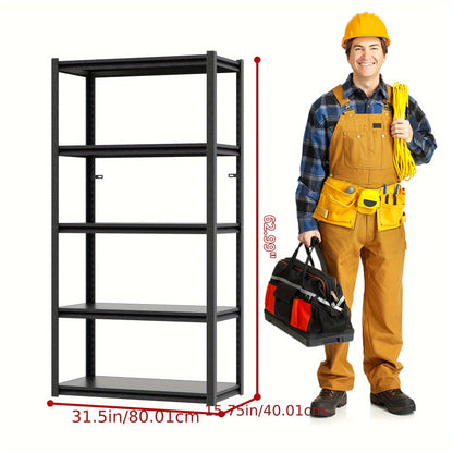 Stalen Rek – Metalen Stellingkast – Opbergrek – Werkplaatsrek – Garagekast – 5 Laags – Draagvermogen 650 kg – Verstelbare Hoogte – Krasbestendig – 160x80x40 cm
